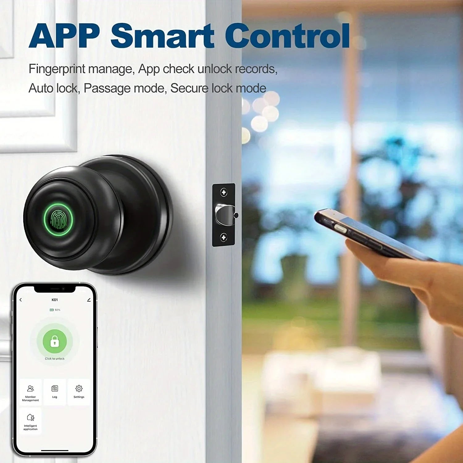 Smart Door Knob, Fingerprint Door Lock